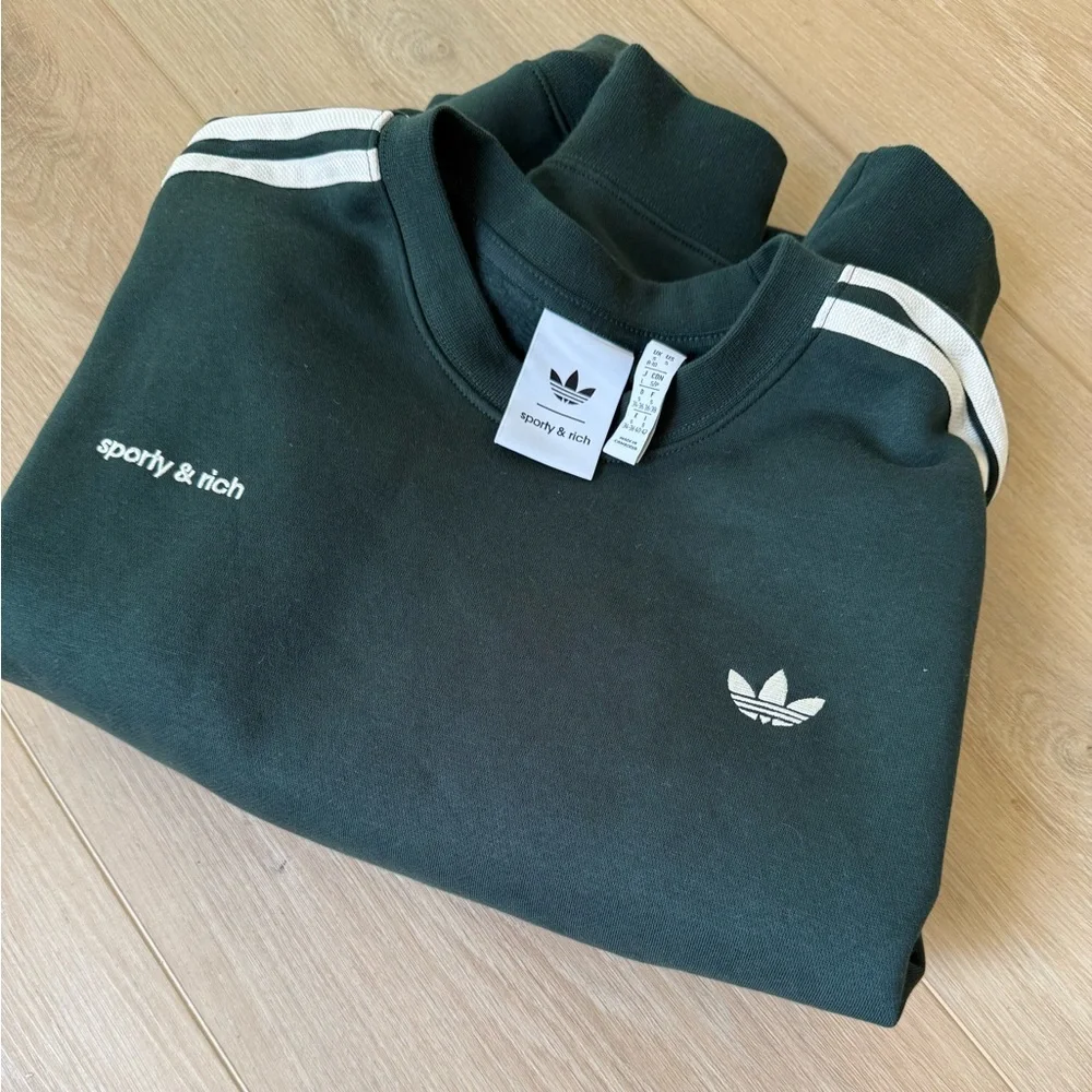 Sporty & Rich x Adidas green crewneck sweatshirt size small - Picture 4 of 4